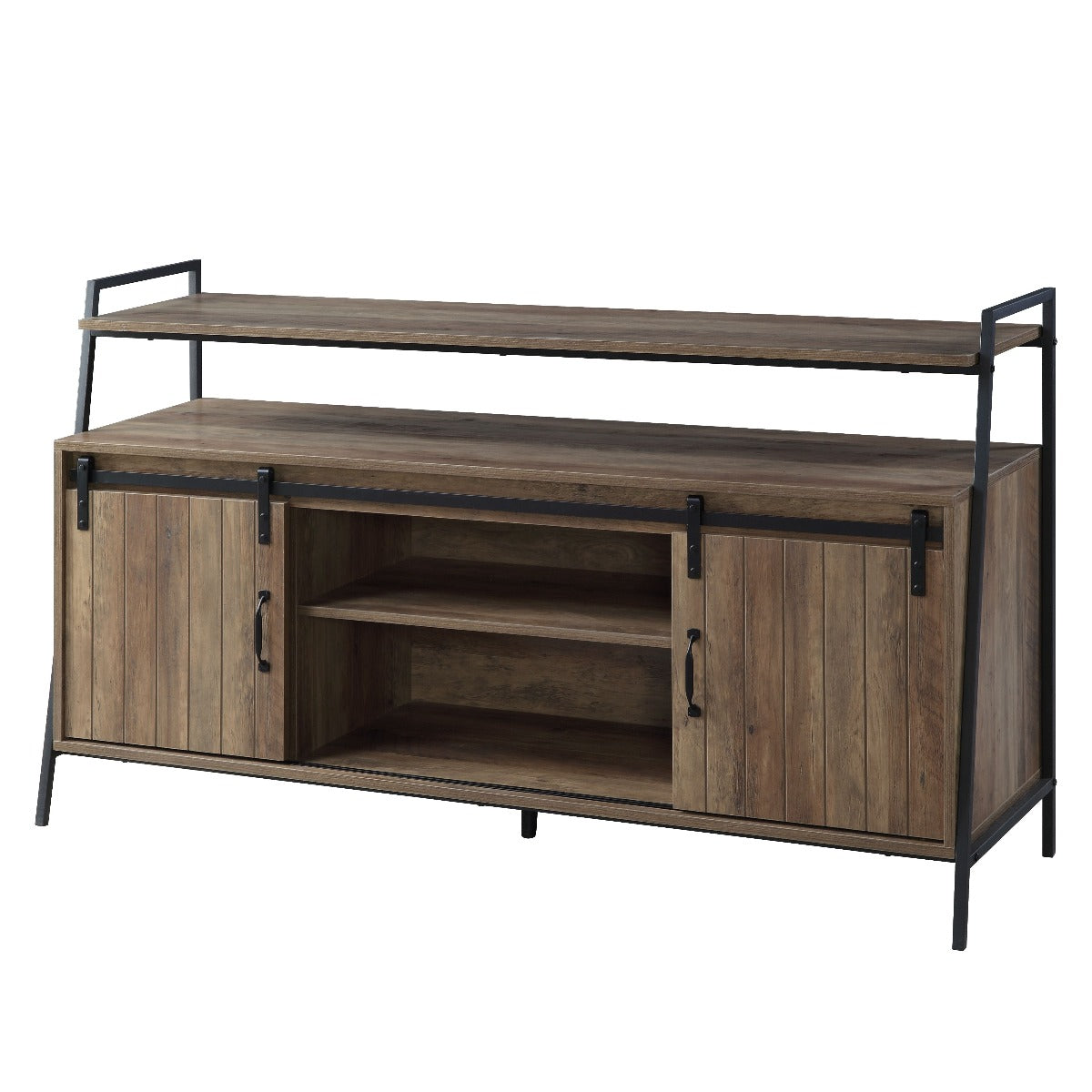Mueble para TV Rashawn - Acabado en roble rústico y negro