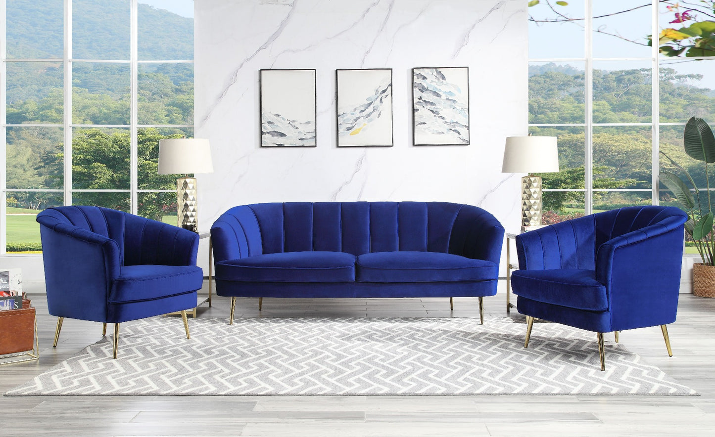Sofá Eivor de terciopelo azul de Acme - Diseño exclusivo