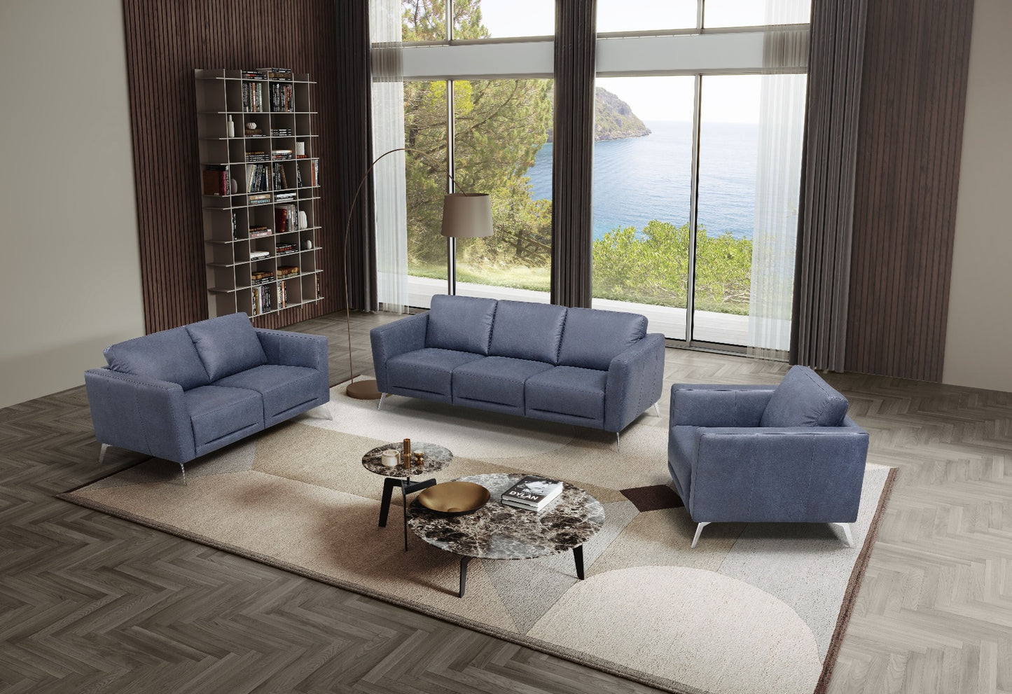 Astonic LV00212 Leather Living Room Set - Made in Italy