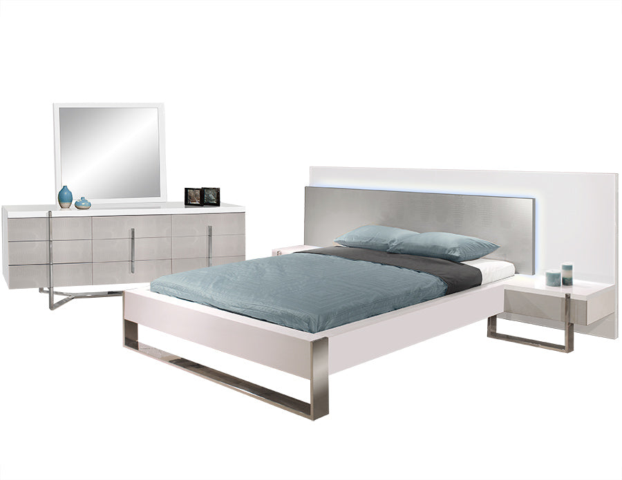 Martelli White Lacquer Gray Crocodile Bedroom Collection