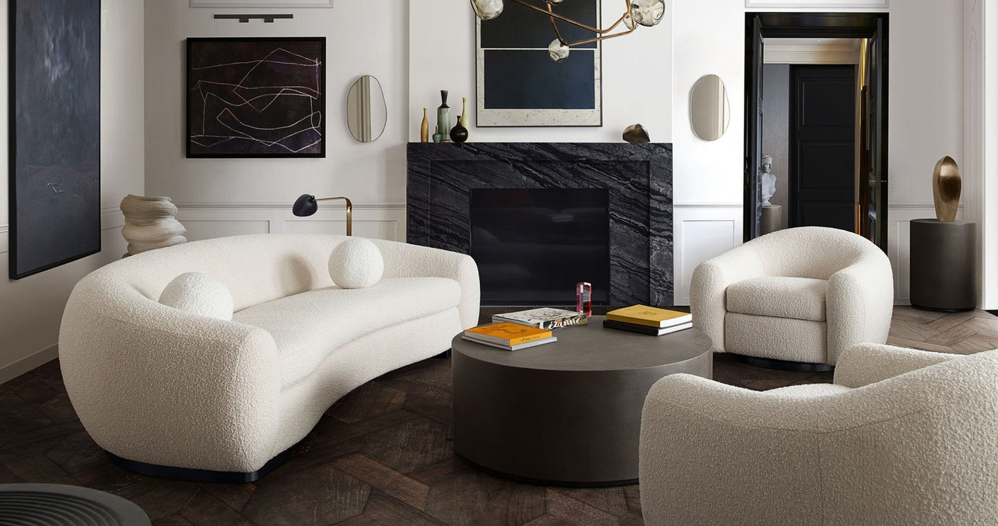 Pascal Sofa Collection - Bone or Charcoal Boucle Textured Fabric