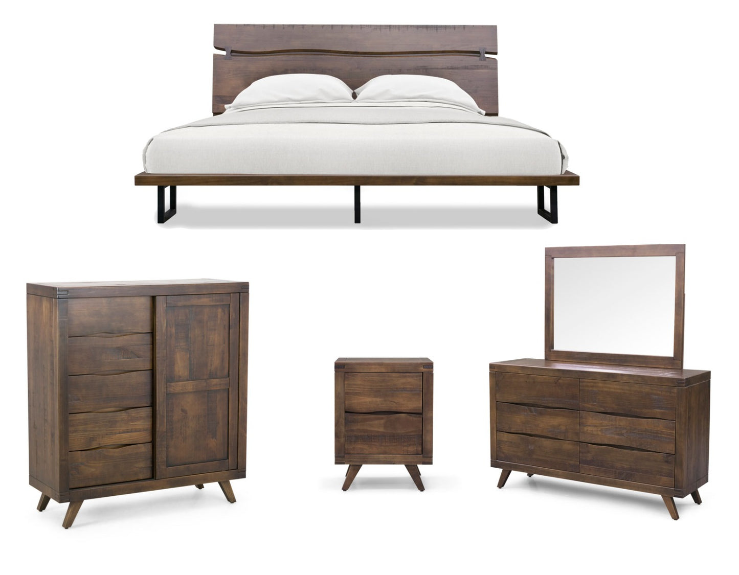 Pasco 4 Pc Bedroom Collection - Solid Wood Construction