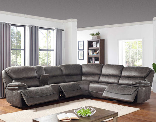 Steve Silver Plaza Power Reclining Sectional - Grey Fabric
