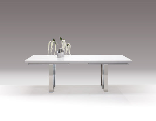 Roma Dining Table White Lacquer & Chrome