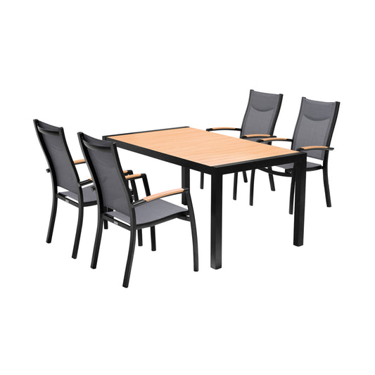 Juego de comedor Panama de aluminio negro de 5 a 7 piezas de Armen Living