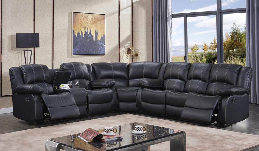 McFerran SF3596 Bjorn Motion Seccional - Cuero de grano superior