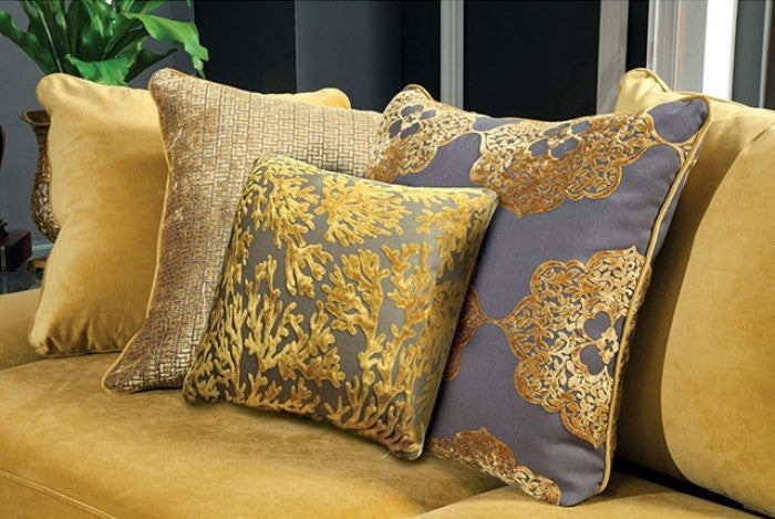 Viscontti Living Room Sofa Group - Gold Fabric