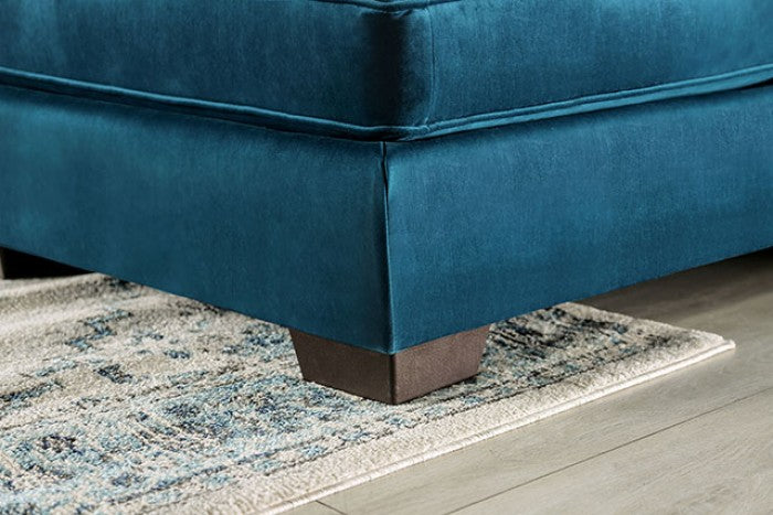 Seccional con chaise doble Peregrine - Terciopelo verde azulado SM5415