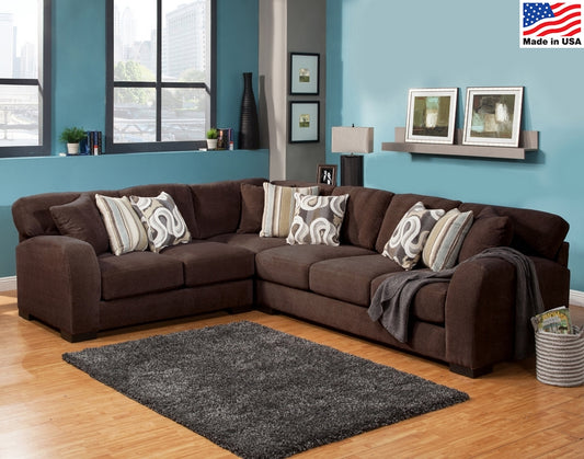 New Comfort Industries Wesley 3 Pc Sectional - Chocolate