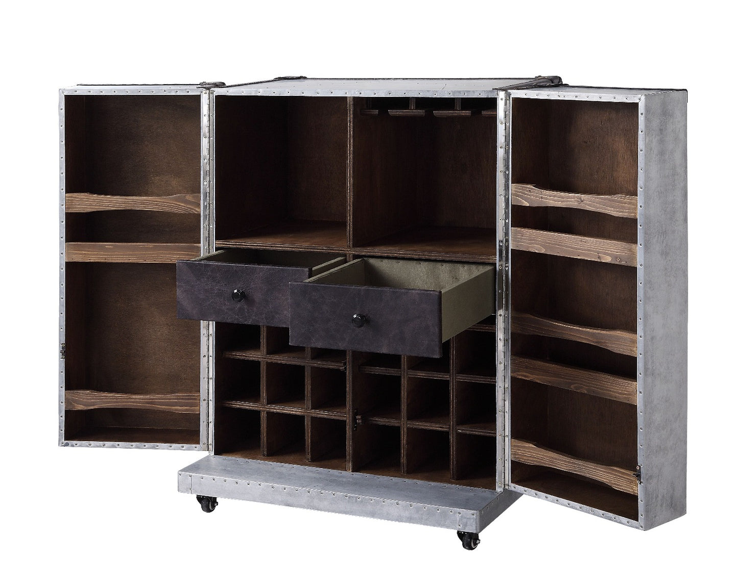 Gabinete para vinos Acme Brancaster - Aluminio y cuero de primera calidad