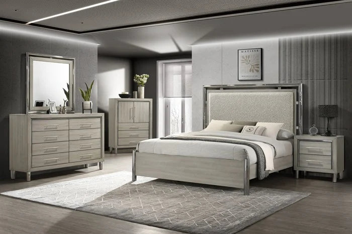 New Classic Lennox Modern Gray 4 Pc Bedroom Set