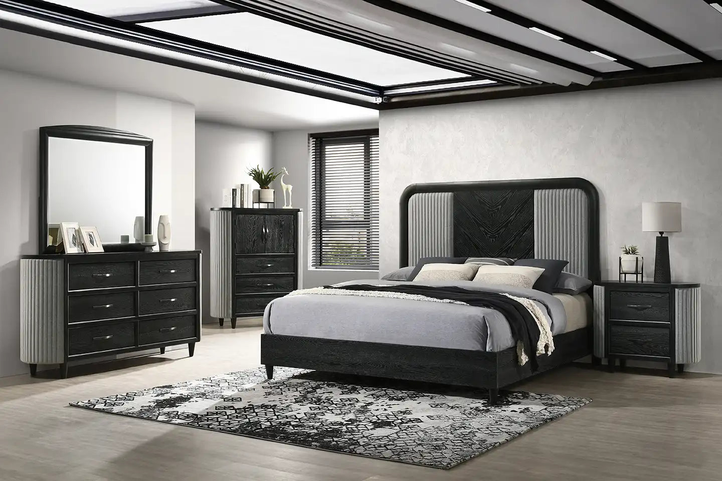 Skyline Black 4 Pc King Onyx Bedroom Set