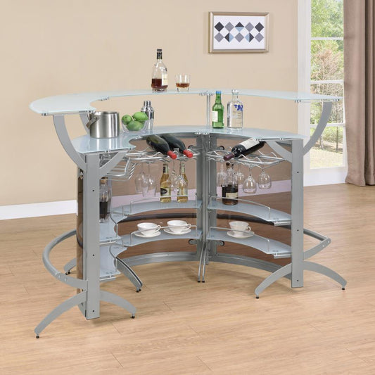 Dallas 3 Pc Free Standing Bar - Silver or Black