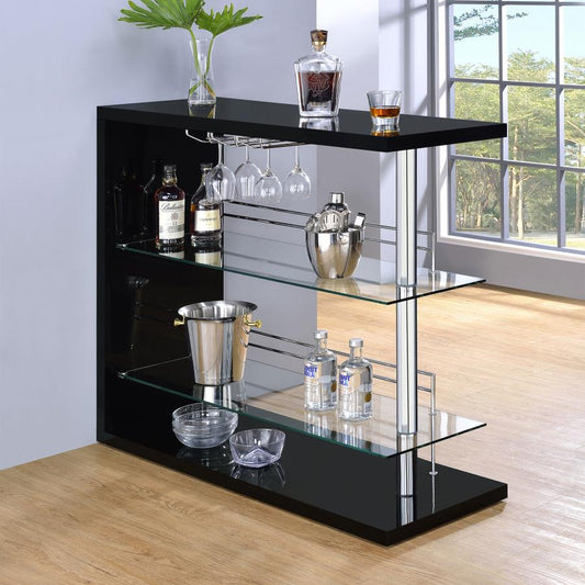 Prescott Black Bar Unit - Storage + Wine Holder