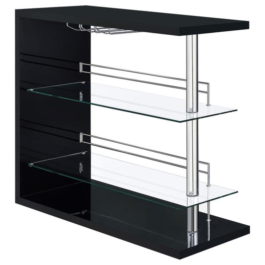 Prescott Black Bar Unit - Storage + Wine Holder