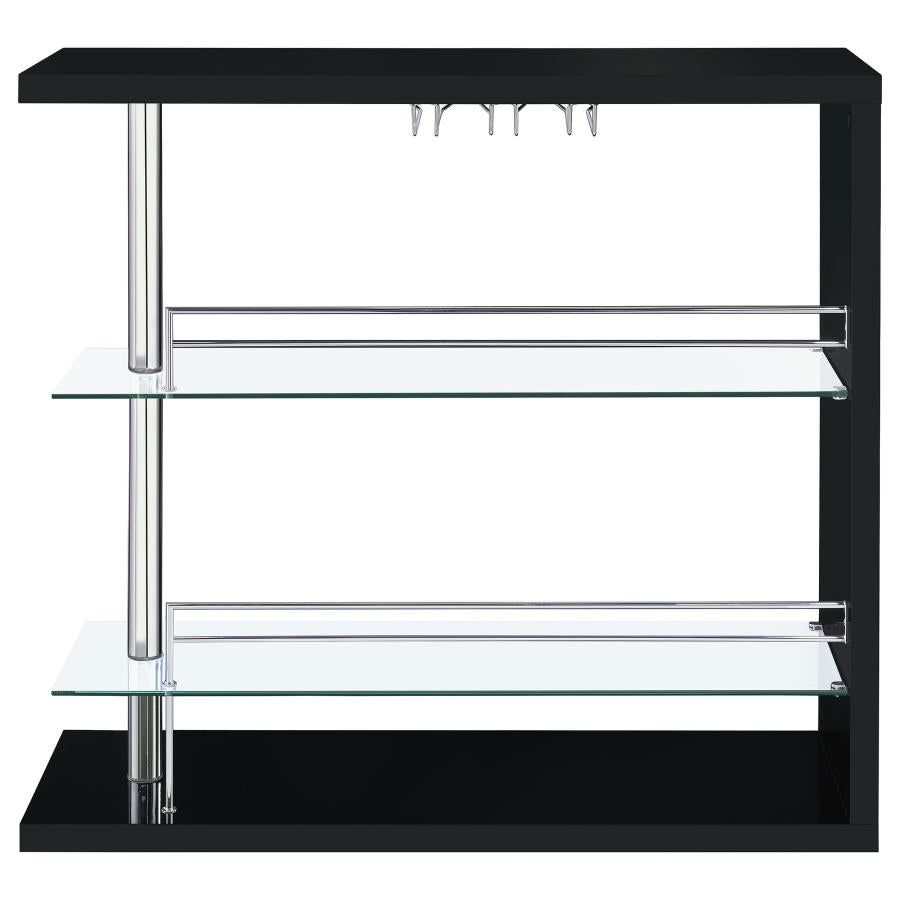 Unidad de bar negra Prescott de 3 piezas - Almacenamiento + soporte para vino