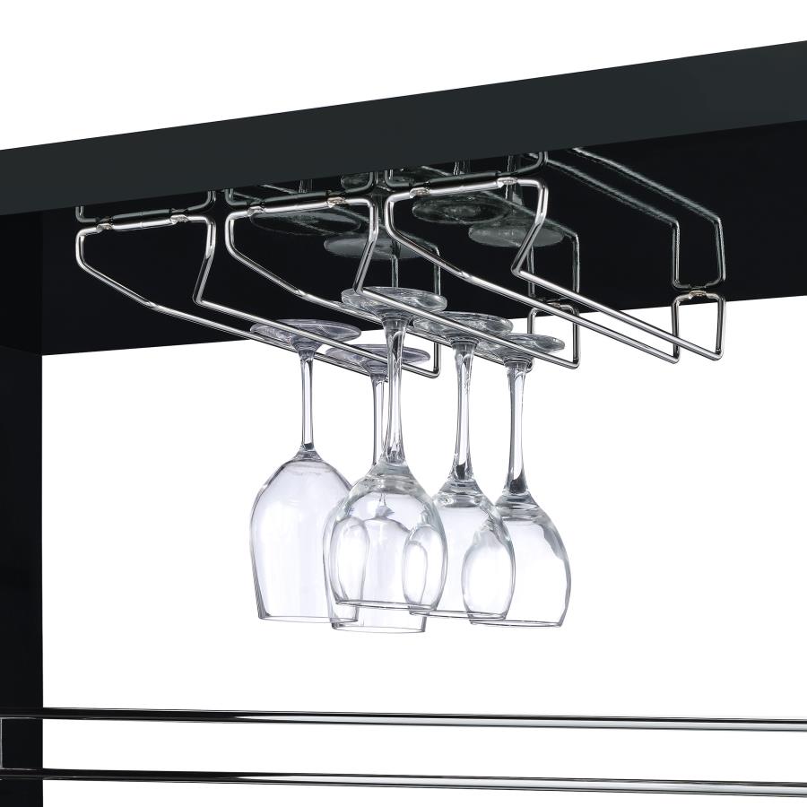 Unidad de bar negra Prescott de 3 piezas - Almacenamiento + soporte para vino