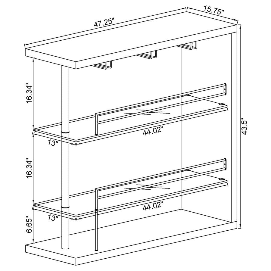 Unidad de bar negra Prescott de 3 piezas - Almacenamiento + soporte para vino