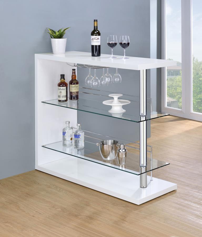 Unidad de bar blanca de 3 piezas - Almacenamiento + soporte para vino