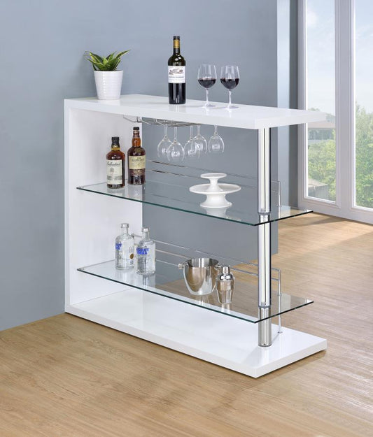 Prescott White Bar Unit - Storage + Wine Holder