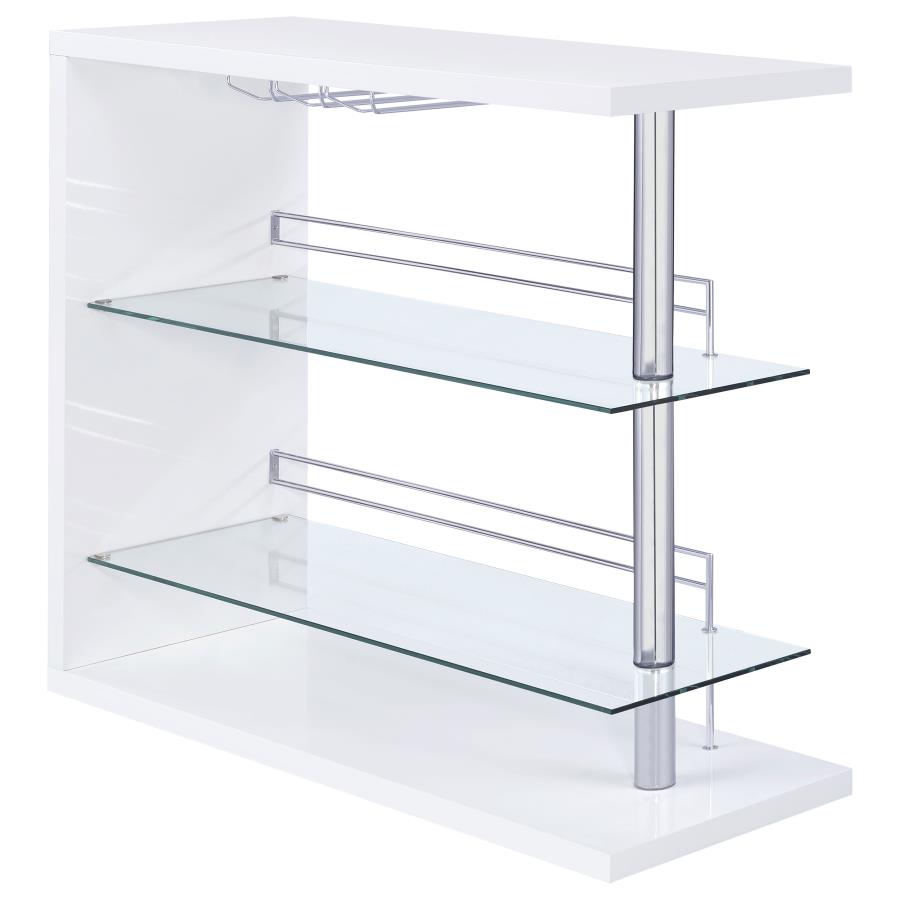 Unidad de bar blanca de 3 piezas - Almacenamiento + soporte para vino
