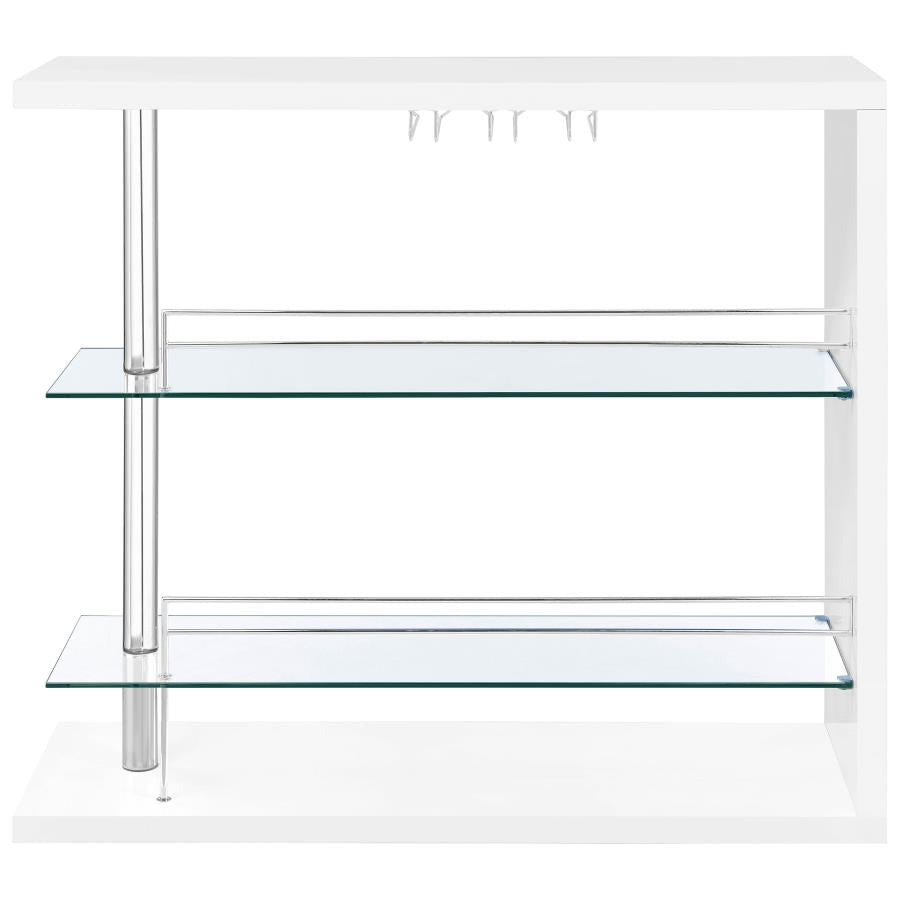 Unidad de bar blanca de 3 piezas - Almacenamiento + soporte para vino