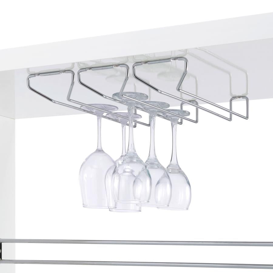 Unidad de bar blanca de 3 piezas - Almacenamiento + soporte para vino