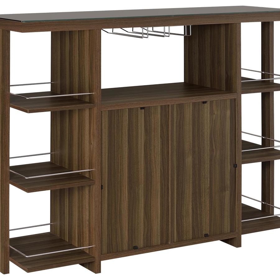 Modern Walnut Bar Unit 100439 - Wine Bottle Storage