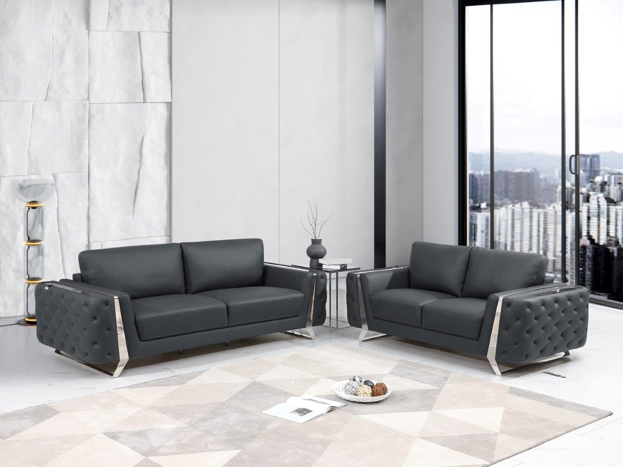 Global United 1050 Italian Leather Sofa Set