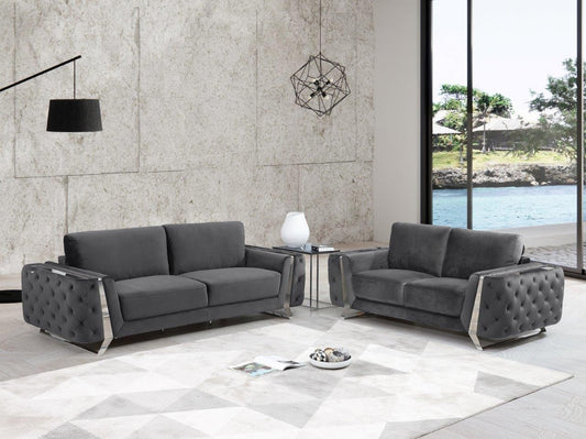 Global United 1051 Gray Sofa & Loveseat