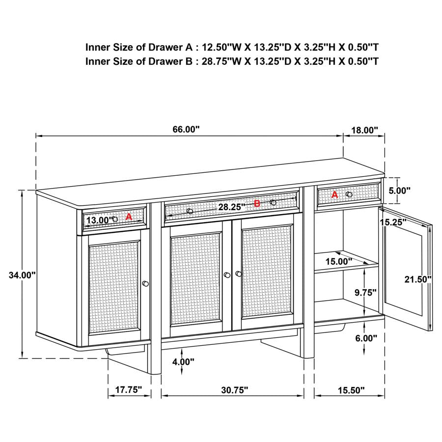 Kailani Beige Oak Sideboard 109385