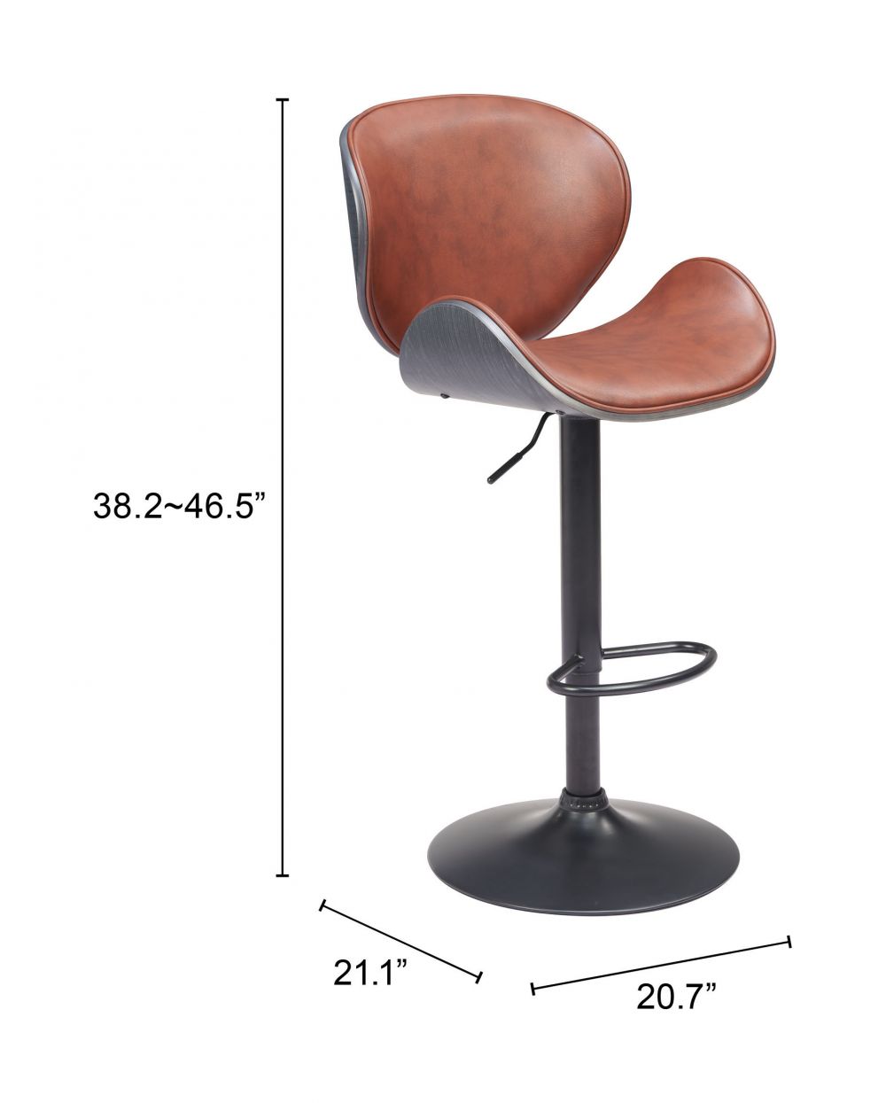 Zuo Modern Meyane Barstool Brown