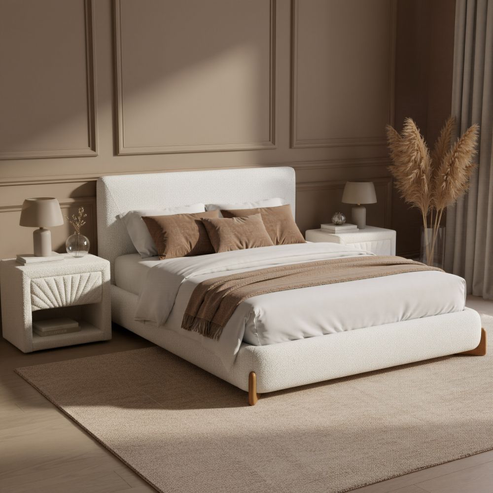 Baris Queen Bed Ivory 110663