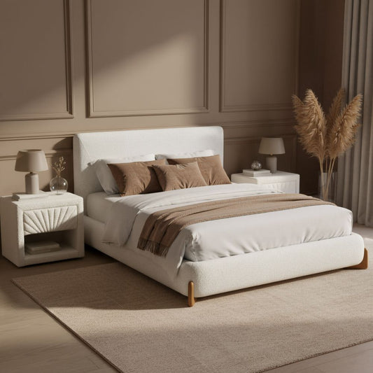 Baris Queen Bed Ivory 110663