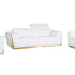 Global United 1111 White Top Grain Italian Leather Sofa Set