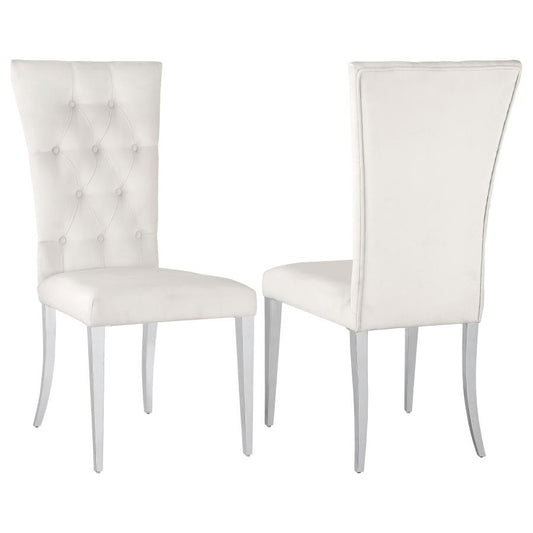 Kerwin 111102 White Velvet Chair - Set of 2