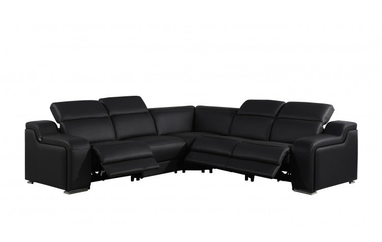 Divanitalia 1116 Black 5 Pc Power Sectional