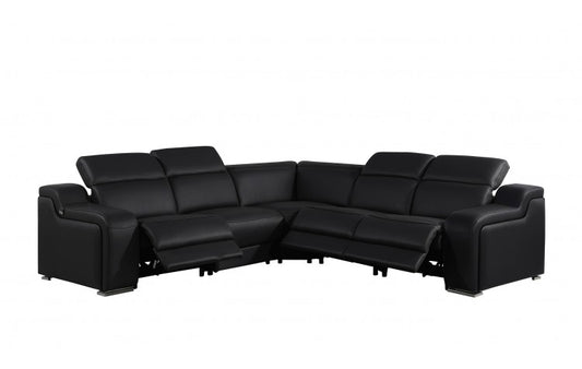 Divanitalia 1116 Black 5 Pc Power Sectional
