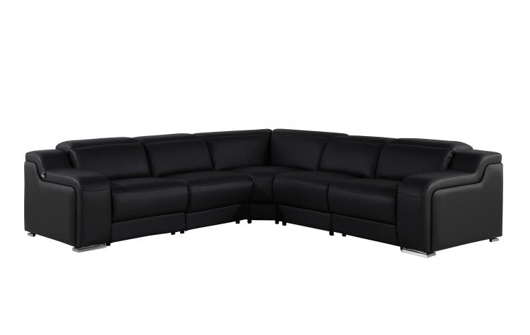 Divanitalia 1116 Black 5 Pc Power Sectional