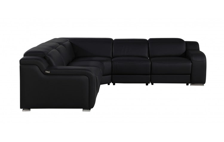 Divanitalia 1116 Black 5 Pc Power Sectional