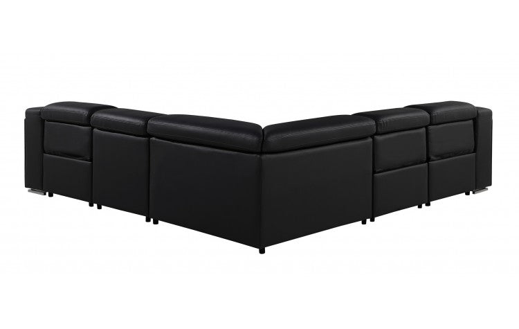 Divanitalia 1116 Black 5 Pc Power Sectional