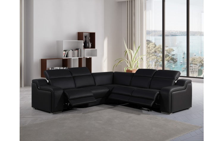 Divanitalia 1116 Black 5 Pc Power Sectional