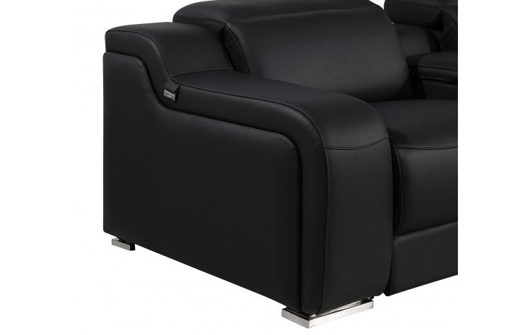 Divanitalia 1116 Black 5 Pc Power Sectional