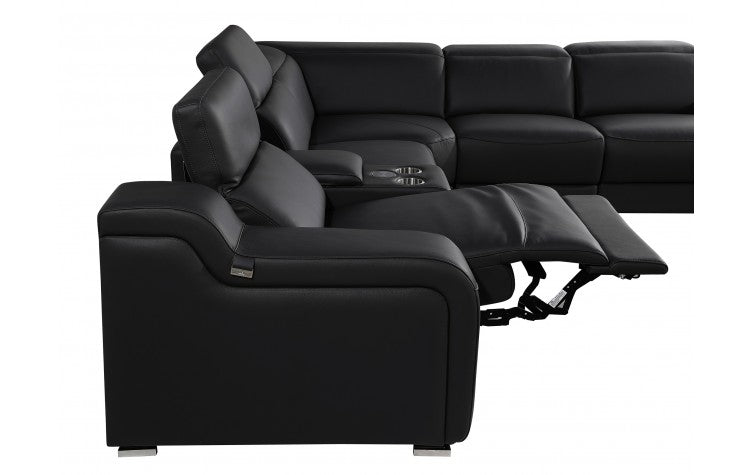 Divanitalia 1116 Black 5 Pc Power Sectional