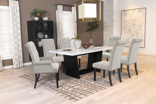 Sherry 7 Pc White Marble Dining Set