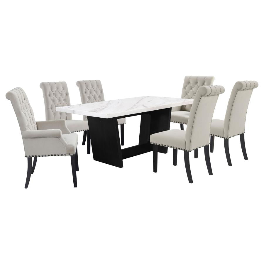 Sherry 7 Pc White Marble Dining Set