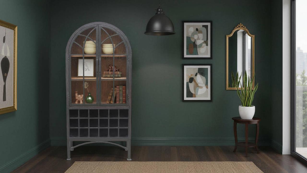 Victoria Wine Cabinet Matte Black Natural Interior