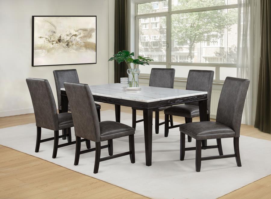 Averill 7 Pc White Marble Top Dining Set