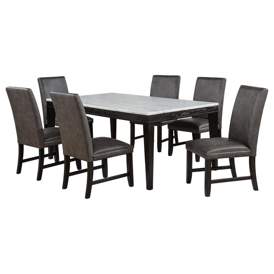 Averill 7 Pc White Marble Top Dining Set