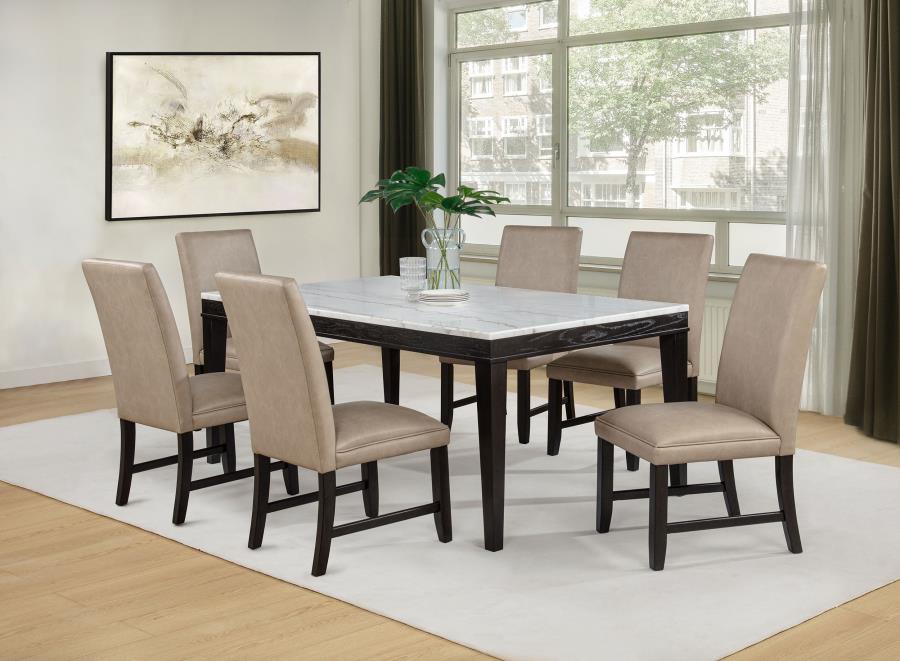 Averill 7 Pc Dining Set Tan and Coffee Bean